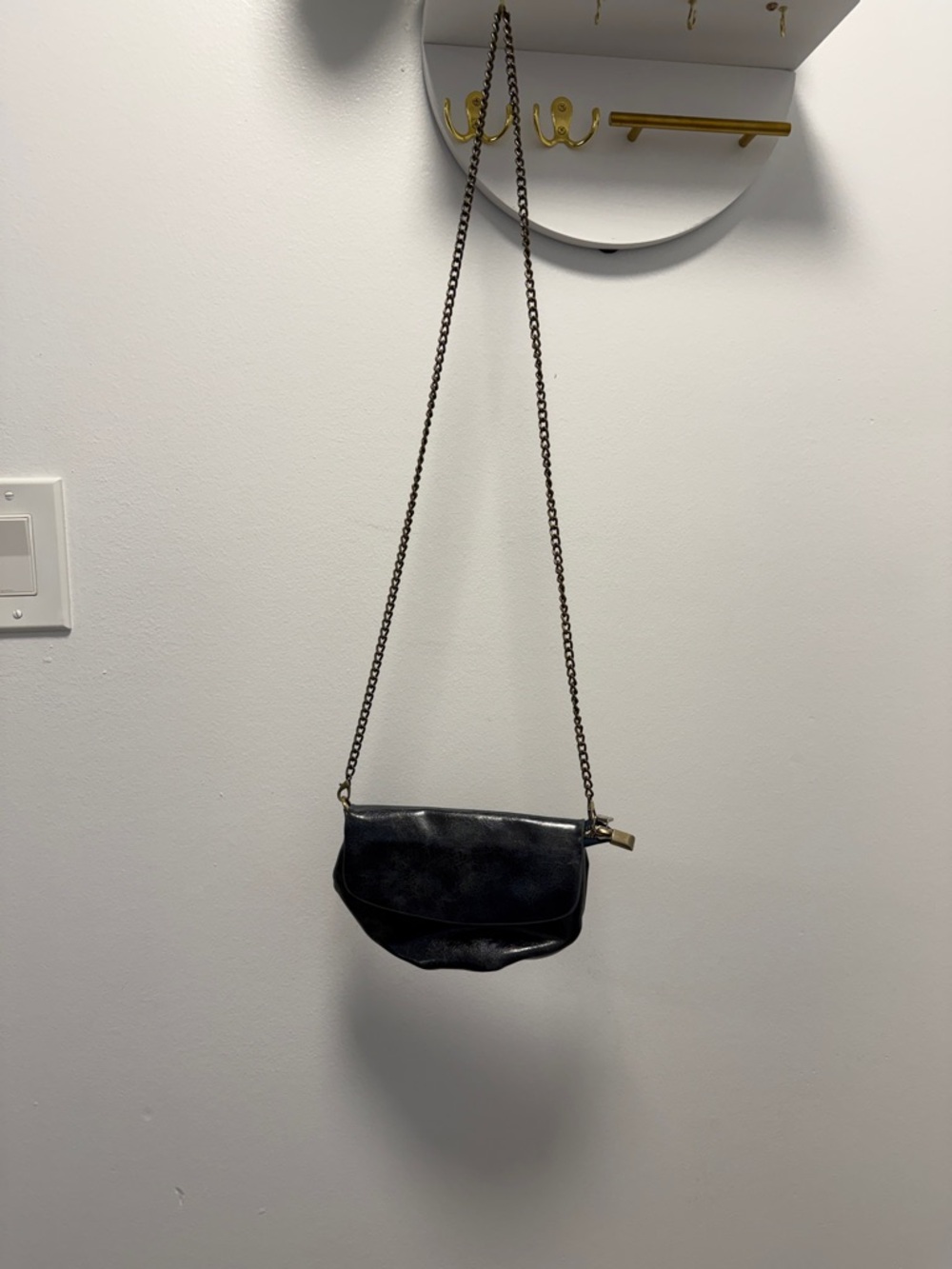 Anthropologie Black Chain-Strap Crossbody Bag